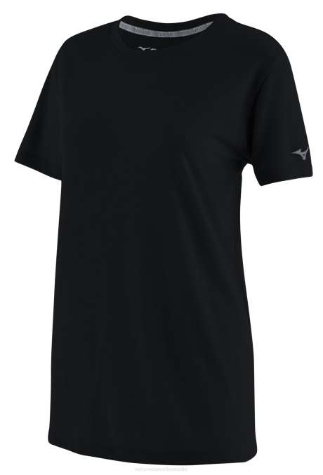 Mizuno playera de manga corta de entrenamiento infinito mujer vestir negro (9090) 668F2769 - Image 1