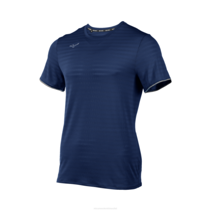 Mizuno playera de manga corta ecológica atlética hombres vestir azul marino (5151) 668F1450