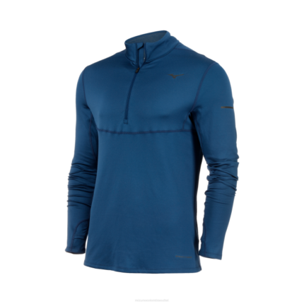 Mizuno respiración térmica media cremallera para correr hombres vestir alférez azul (5d5d) 668F286